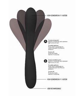 ULTRAFLEXIBLER WIEDERAUFLADBARER SCHWARZER DOPPELENDER VIBRATOR