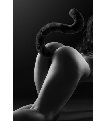 SILICONE PLUG W/ ARTICULATED BLACK CAT TAIL