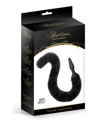 SILICONE PLUG W/ ARTICULATED BLACK CAT TAIL