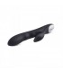 VIBRATEUR EN SILICONE AVEC STIMULATEUR RECHARGEABLE NOIR