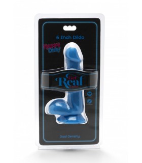 PENE DUAL DENSITY C/ TESTÍCULOS Y VENTOSA AZUL 15 CM