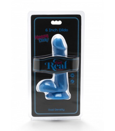 PENE A DOPPIA DENSITÀ CON TESTICOLI E VENTOSA BLU 15 CM