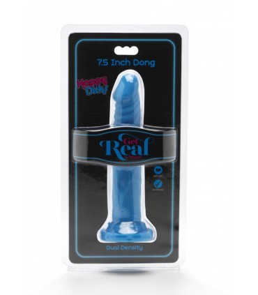 PÉNIS DOUBLE DENSITÉ AVEC VENTOUSE BLEUE 18 CM