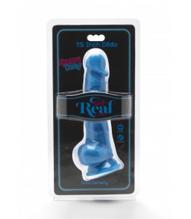 PENE DUAL DENSITY C/ TESTÍCULOS Y VENTOSA AZUL 18 CM