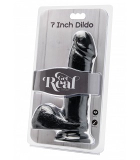 REALISTISCHER PENIS MIT HODEN UND SAUGNAPF SCHWARZ 18 CM