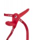 DOUBLE RED SILICONE STRAP-ON HARNESS USB VIBRATOR 15"5 CM