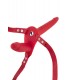 DOUBLE HARNAIS EN SILICONE ROUGE VIBRATEUR USB 15"5 CM